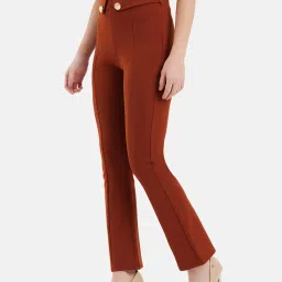 Kazo Rust Straight Fit High Rise Trousers image 3