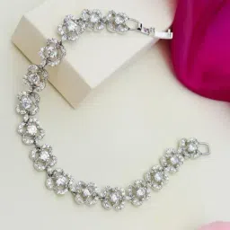 Abdesigns Silver Abstract Statement American Diamond Link Bracelets image 4