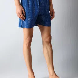 Fabindia Blue Comfort Fit Printed Boxer Shorts image 3