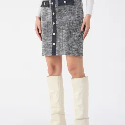 Iconic Blue Pure Cotton Self Design Skirt image 3