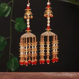 Aatmana Stone-studded & Beaded Red Kaleera Bangle for Women - Set of 2 image 3