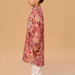 The Mini Trunk Boys Floral Printed Band Collar Kurta With Trousers image 2