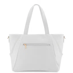 Fastrack White Faux Leather Solid Tote Handbag image 3