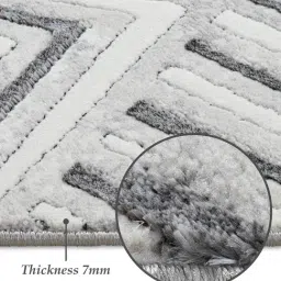 OBSESSIONS Grey Abstract Polyester Bedside Runner 2x5 Feet image 3