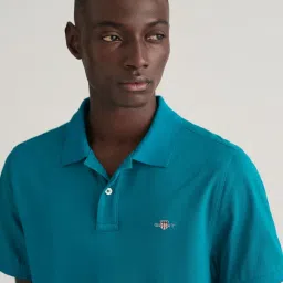 GANT Solid Polo Neck Regular Fit T-Shirt image 3