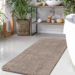 OBSESSIONS Taupe Polyester Quick Dry & Anti Skid Bath Mat (Large)-picture-9