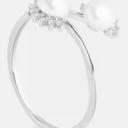 Mia by Tanishq 925 Silver Graceful Pearl Silver Finer Ring image 3