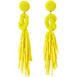 Accessorize London Yellow Statement Beaded Tassel Dangler Earrings image 3