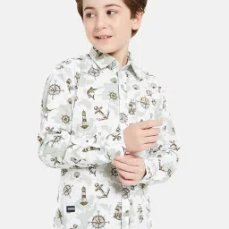 Octave Kids Olive Printed Full Sleeves Shirt image 3