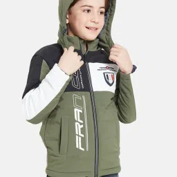 Octave Kids Olive Color Block Full Sleeves Jacket image 3