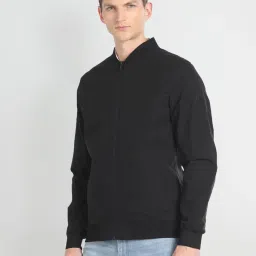 Arrow Sport Black Regular Fit Bomber Jacket image 3