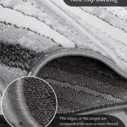 OBSESSIONS Grey Abstract Polyester Bedside Runner 2x5 Feet image 4