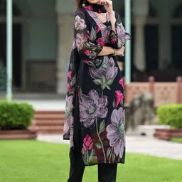 VASTRAHUT Women Floral Printed Kurta with Trousers & Dupatta image 2