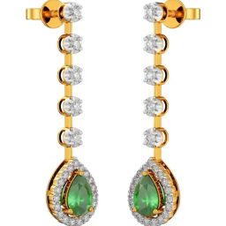 Joyalukkas 18k (750) Purity Yellow Gold Glistening Green Diamond Earrings-picture-22