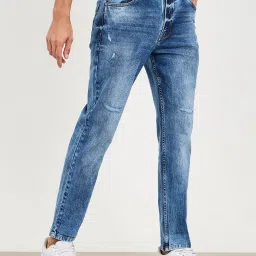 Styli Blue Slim Fit Heavily Washed Distressed Jeans image 3