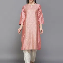 Melange by Lifestyle Peach Embellished Straight Kurta-picture-27