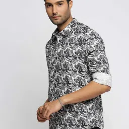 showoffff SHOWOFF Black Cotton Slim Fit Printed Shirt image 3