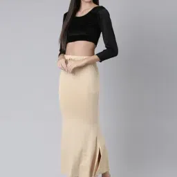 TWIN BIRDS Beige & Cream Plain Saree Shapewear - Pack Of 2 image 4