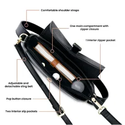 Fastrack Black Solid Medium Shoulder Handbag image 3