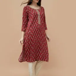 Melange By Lifestyle Maroon Regular Fit Printed Kurta-picture-18