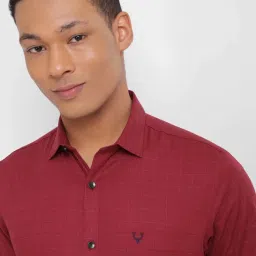 Allen Solly Red Cotton Slim Fit Checks Shirt image 3