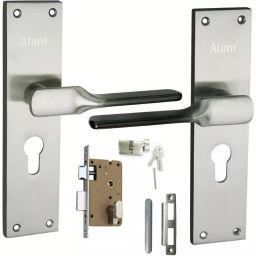 Atom Aluminium Silver Door Handle Lock Set, AL-52C/Y-B.S.8-picture-24