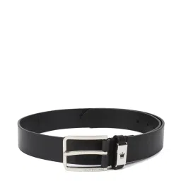 Louis Philippe Black Leather Solid Waist Belt image 3
