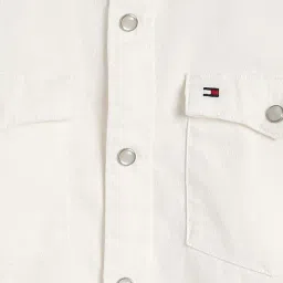 TOMMY HILFIGER Boys Ecru Cotton Solid Full Sleeves Shirt image 3