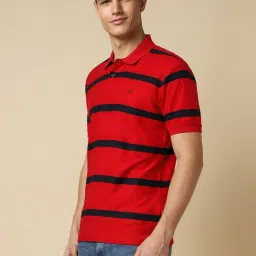 Allen Solly Red Cotton Regular Fit Striped Polo T-Shirt image 3