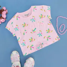 Pantaloons Junior Kids Pink Cotton Printed Top-image-70