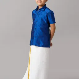 Ramraj Boys Blue White Shirt & Dhoti Set image 3