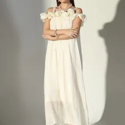 SHOWOFFFF Beige Regular Fit Dress image 3