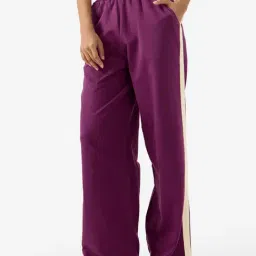 The Souled Store Purple Cotton Flared Fit Trackpants-image-61