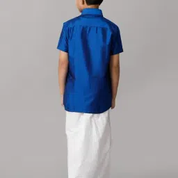 Ramraj Boys Blue White Shirt & Dhoti Set image 2