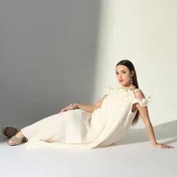 SHOWOFFFF Beige Regular Fit Dress image 5