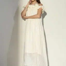 SHOWOFFFF Beige Regular Fit Dress image 4