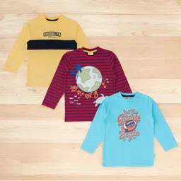 BAESD Boys 3 Striped Applique T-shirt image 1