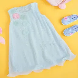 Pantaloons Junior Kids Mint Green Cotton Applique Dress-image-26