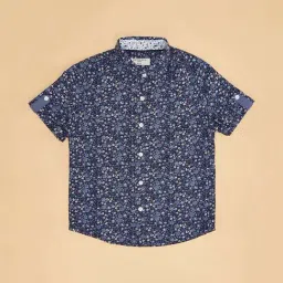 Pantaloons Junior Kids Navy Cotton Floral Print Shirt image 3