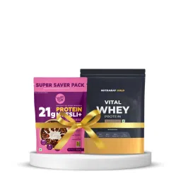 Nutrabay Gold Vital Whey Protein for Beginners 1kg, Belgian Chocolate & Yogabar High Protein Muesli, Choco Almond & Cranberry 850 g-image-10