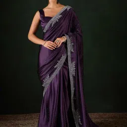 Saree Mall Purple Satin Embellished Saree with Blouse Piece-picture-40
