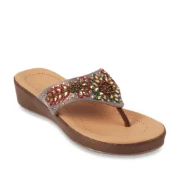 Metro Women's Antique Gold Thong Wedges-picture-18