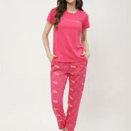 MADAME M Secret Pink Cotton Graphic Print T-Shirt With Pyjamas-picture-32