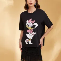 Kazo Black Printed Oversized T-Shirt-image-11