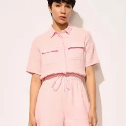 Only Pink Cotton Solid Jumpsuit-image-82