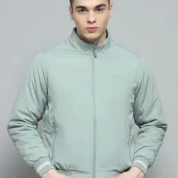 Monte Carlo Mens Solid Green Mock Neck Full Sleeve Jacket-image-26