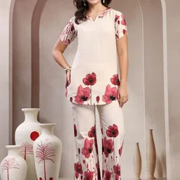 Indibelle Printed Pure Cotton Round Neck Tunic With Trouser image 3