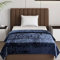Monte Carlo Blue Geometric Printed AC Room 210 GSM Single Bed Blanket image 5