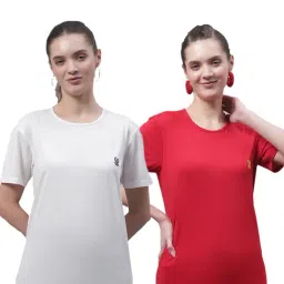 Vimal Jonney Red & White Cotton Logo T-Shirt - Pack Of 2-image-86