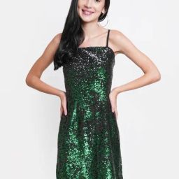 DODO & MOA Green Embellished A Line Dress-picture-5